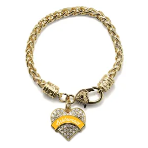 Gold Marigold Bridesmaid Pave Heart Charm Braided Bracelet