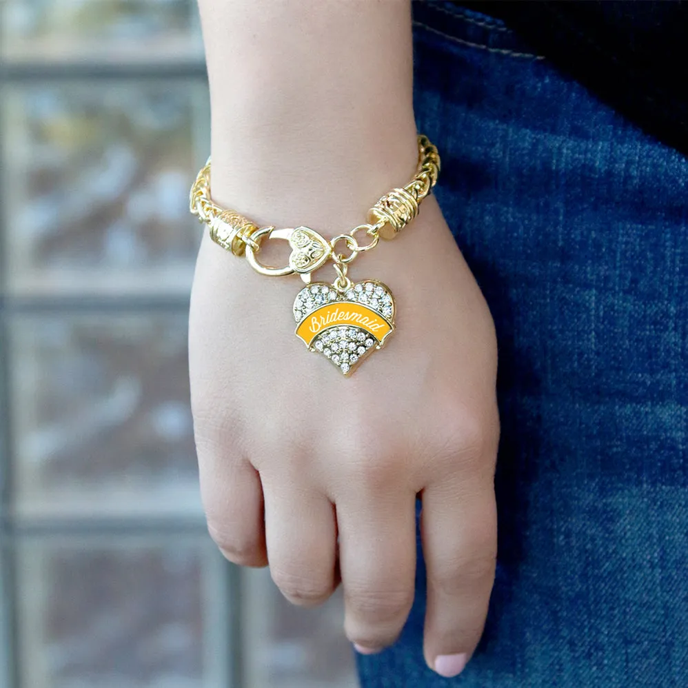 Gold Marigold Bridesmaid Pave Heart Charm Braided Bracelet