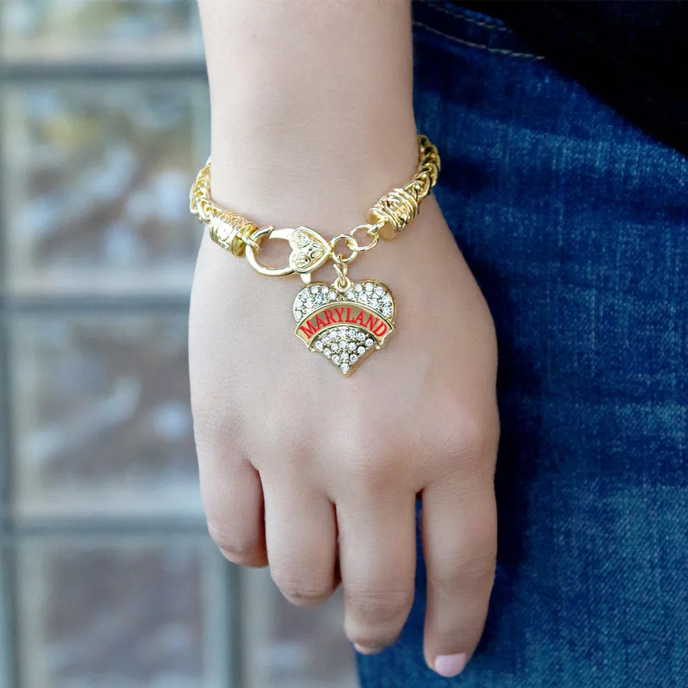 Gold Maryland Pave Heart Charm Braided Bracelet