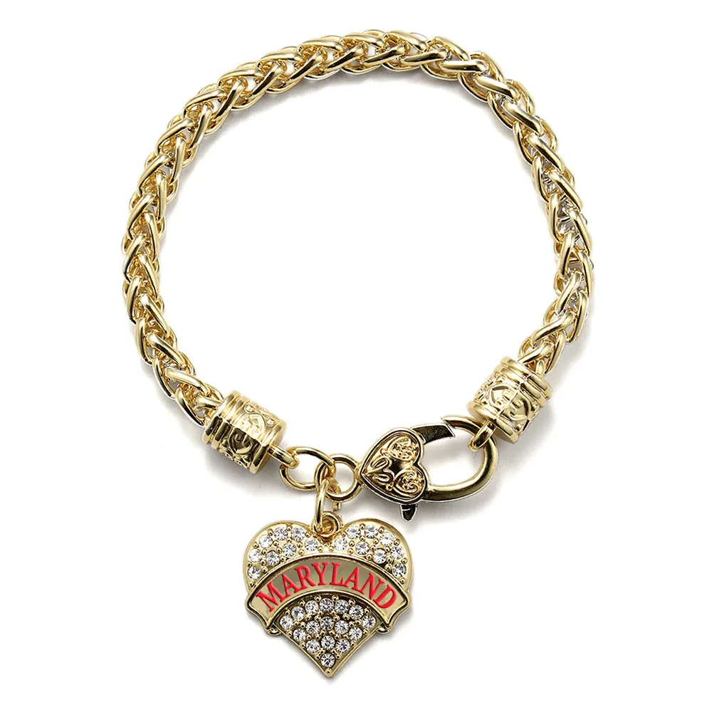 Gold Maryland Pave Heart Charm Braided Bracelet