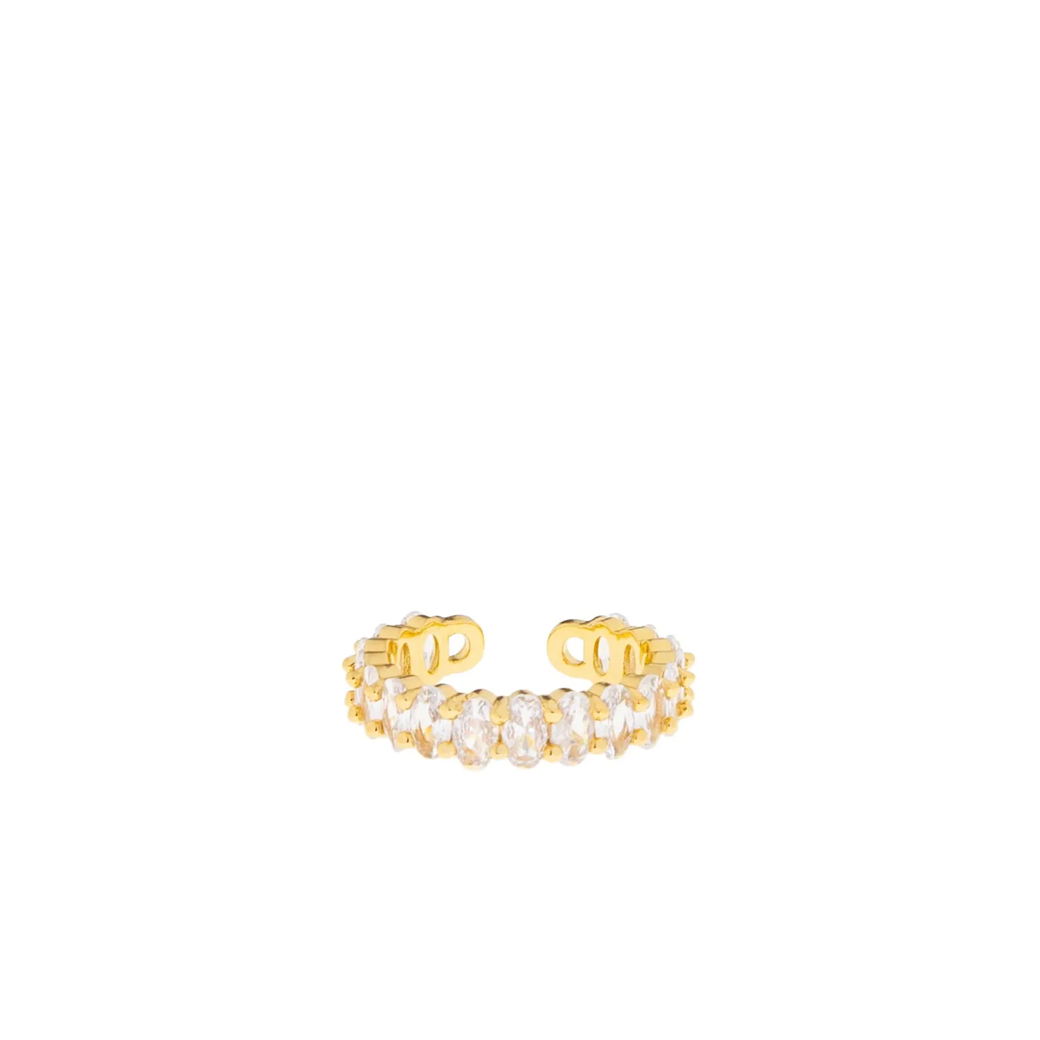 gold plated adjustable oval pave ring