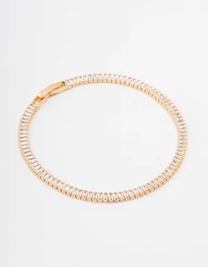 Gold Plated Crystal Baguette Tennis Bracelet