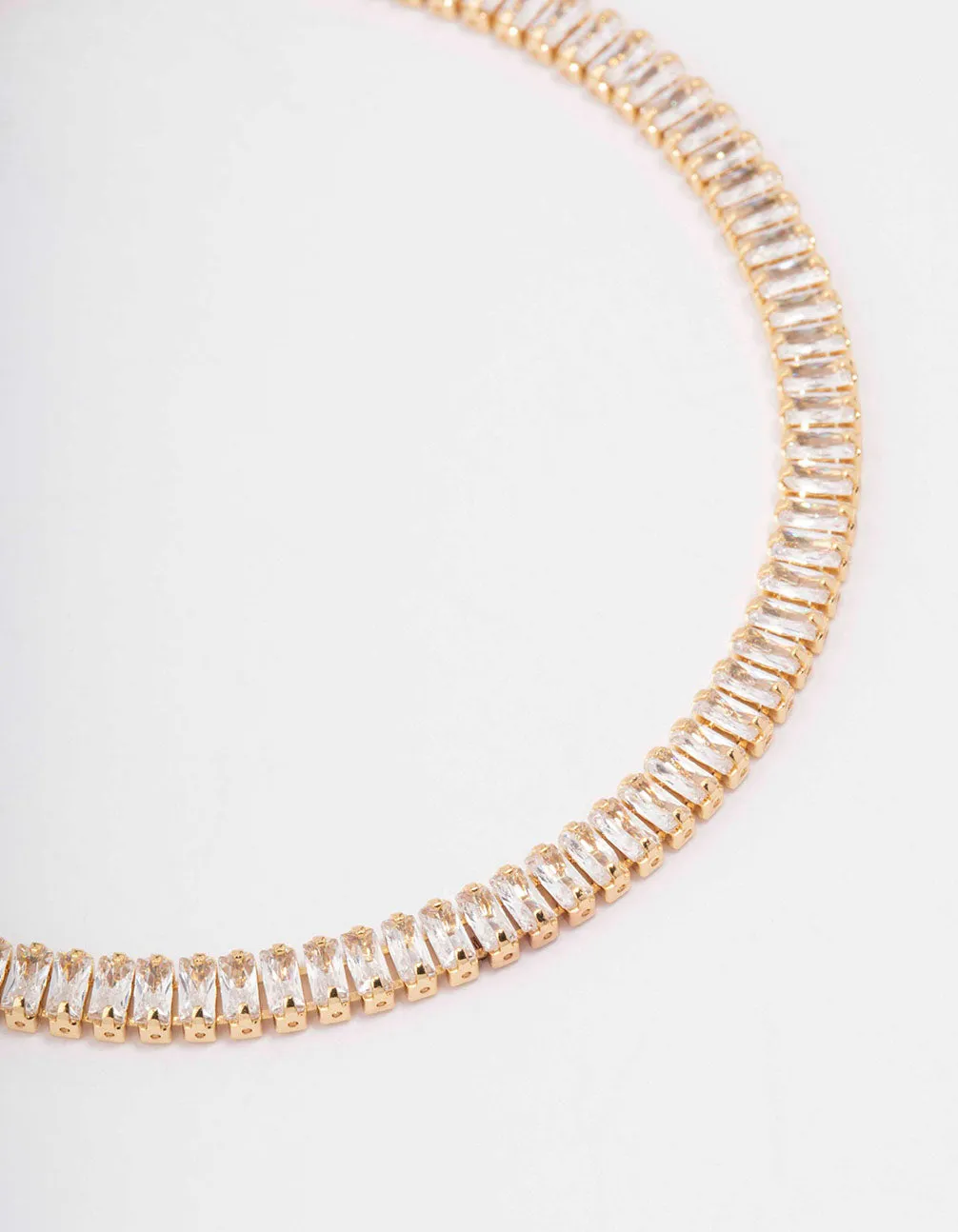 Gold Plated Crystal Baguette Tennis Bracelet