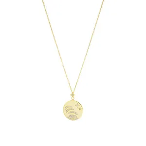 gold plated moon and star disc necklace