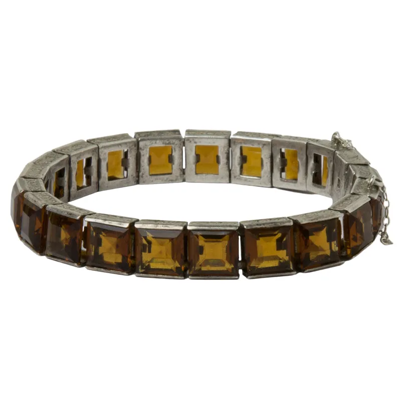 Golden Topaz & Sterling Diamonbar Bracelet