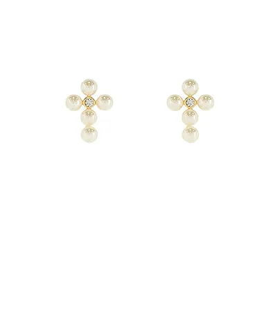 Gracie Pearl Cross Earrings