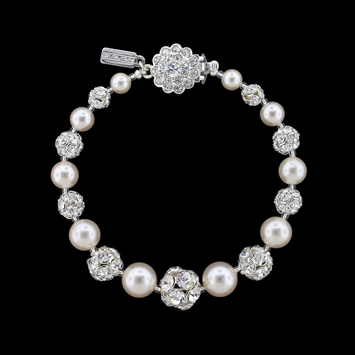 Graduated Pearl & Rhinestone Bead Bracelet