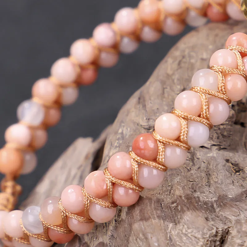 Hand-woven Double Layer Hollow Natural Stone Yoga Meditation Bracelet