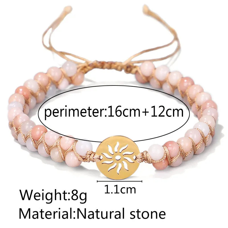 Hand-woven Double Layer Hollow Natural Stone Yoga Meditation Bracelet