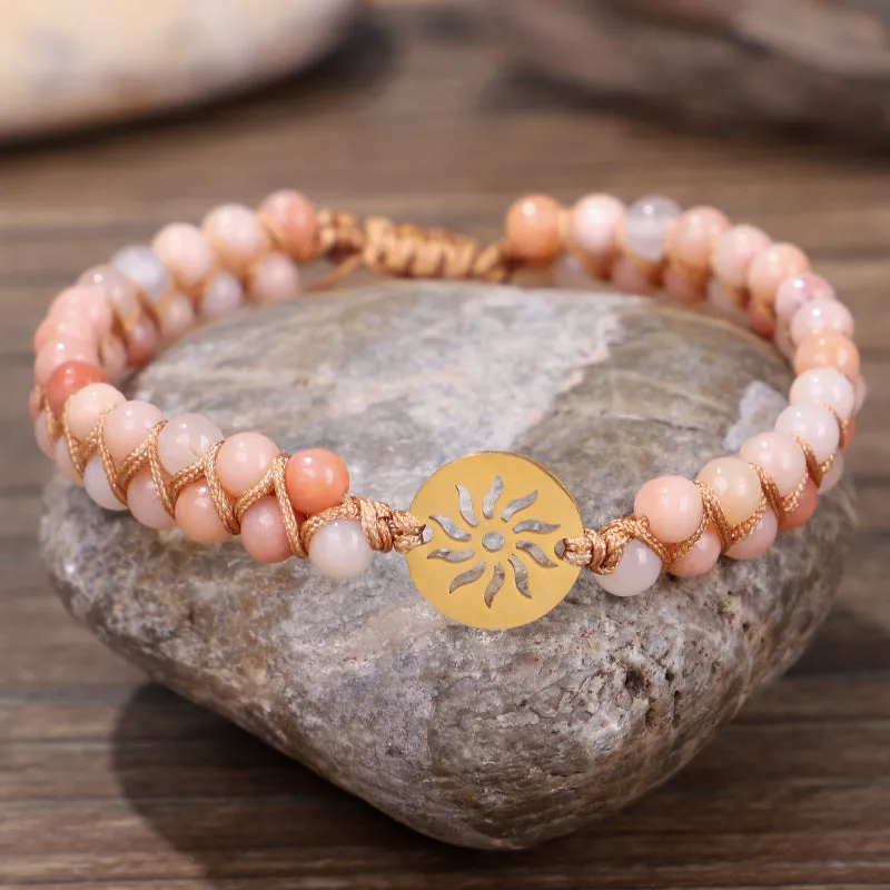 Hand-woven Double Layer Hollow Natural Stone Yoga Meditation Bracelet