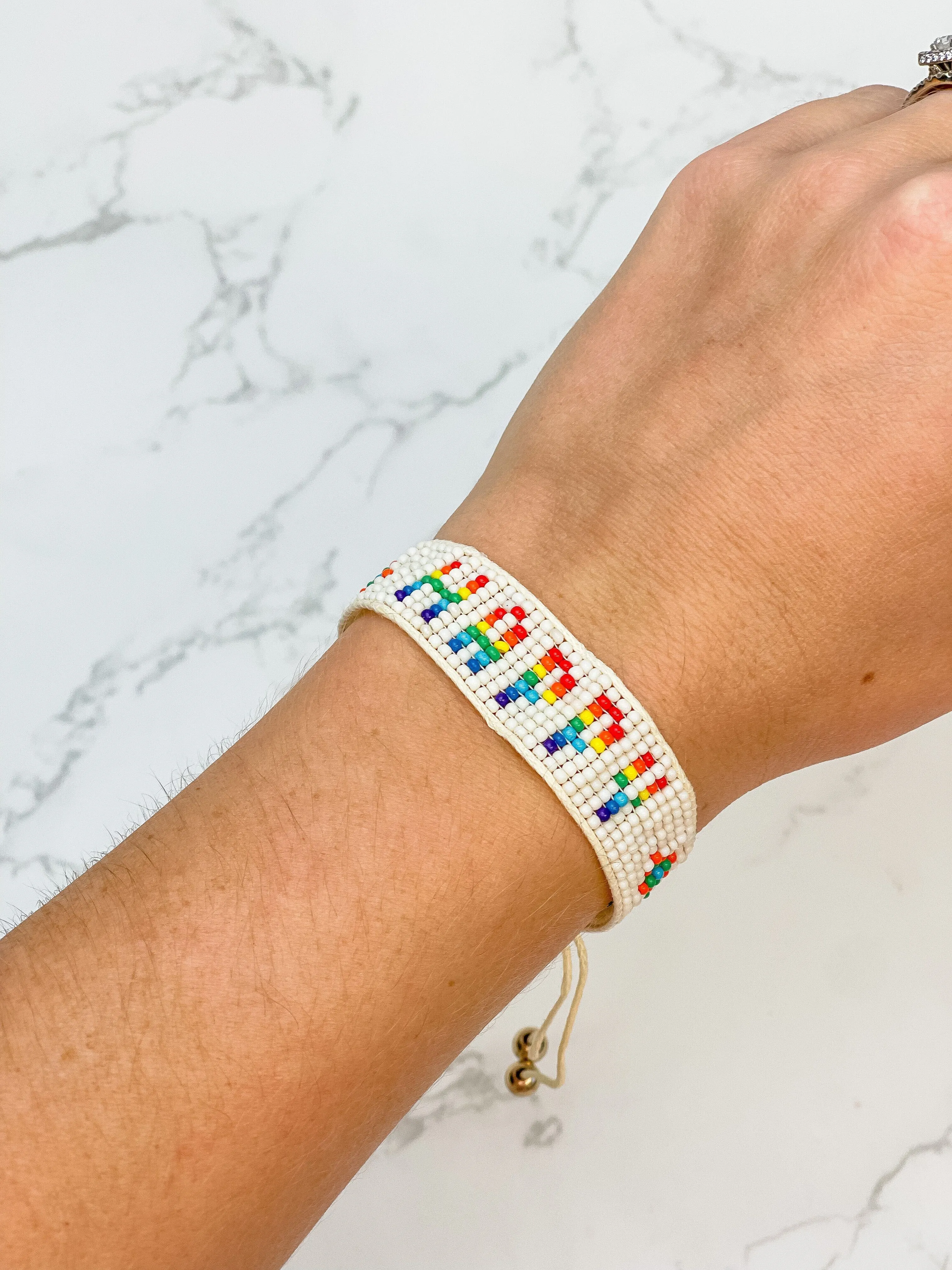 'Happy' Beaded Adjustable Bracelet