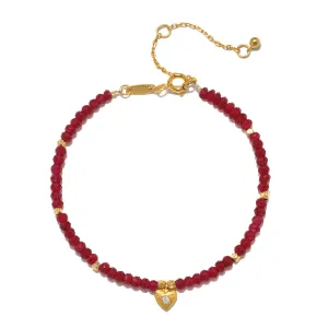 Healing Heart Red Onyx Heart Bracelet