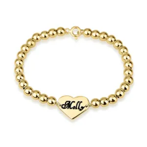 Heart Bead Bracelet 24k Gold Plated