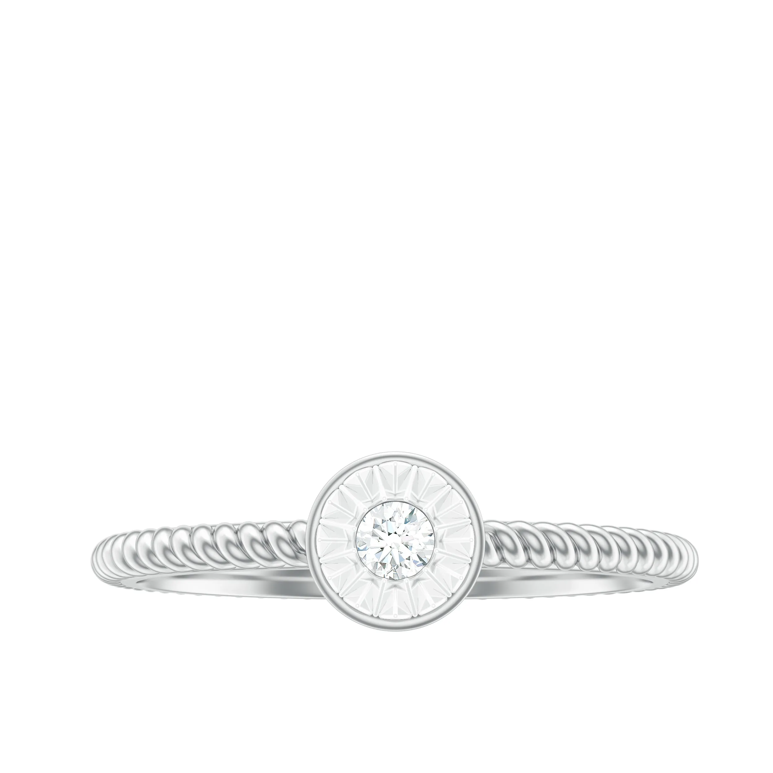 Illusion Set Round Diamond Solitaire Ring with Twisted Rope