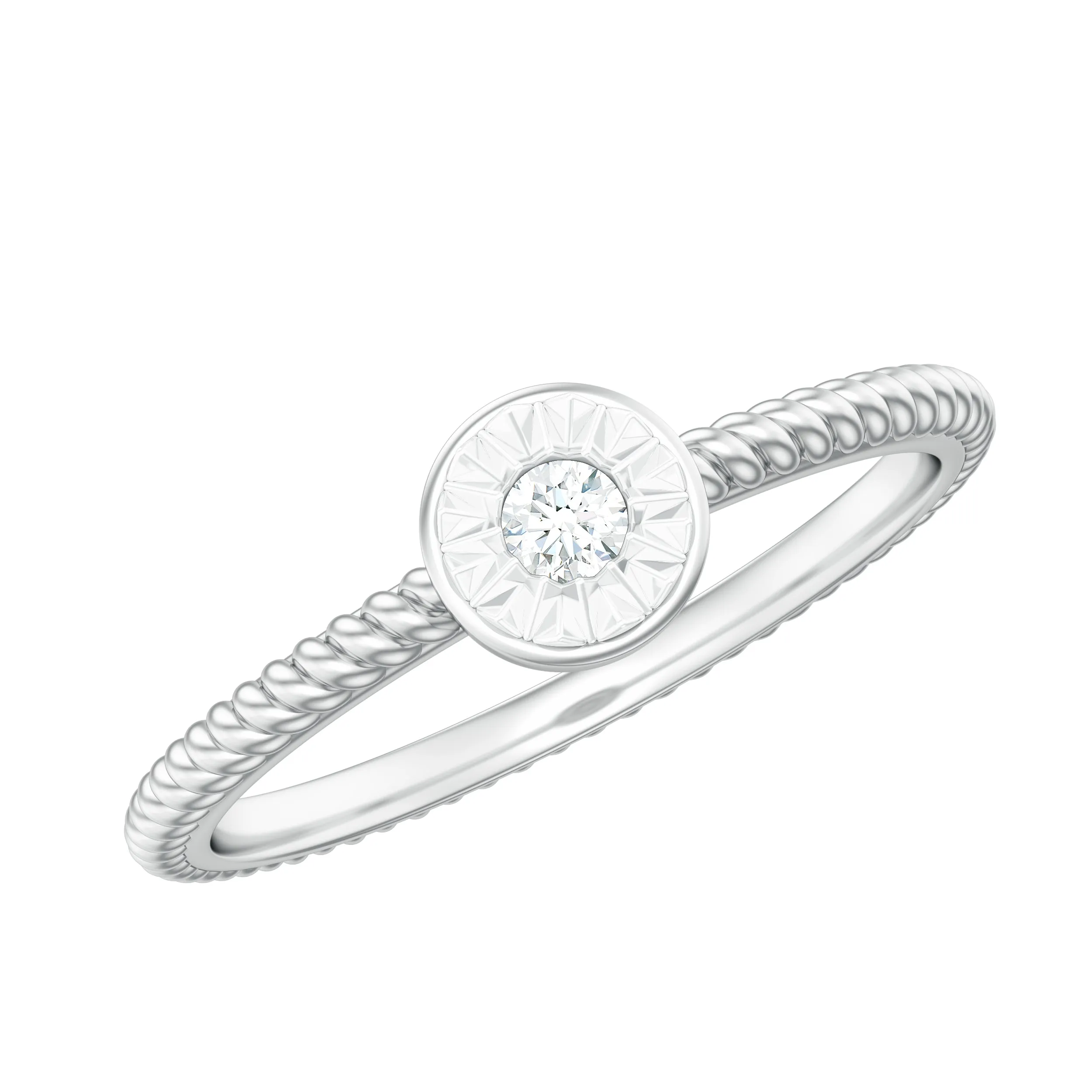 Illusion Set Round Diamond Solitaire Ring with Twisted Rope