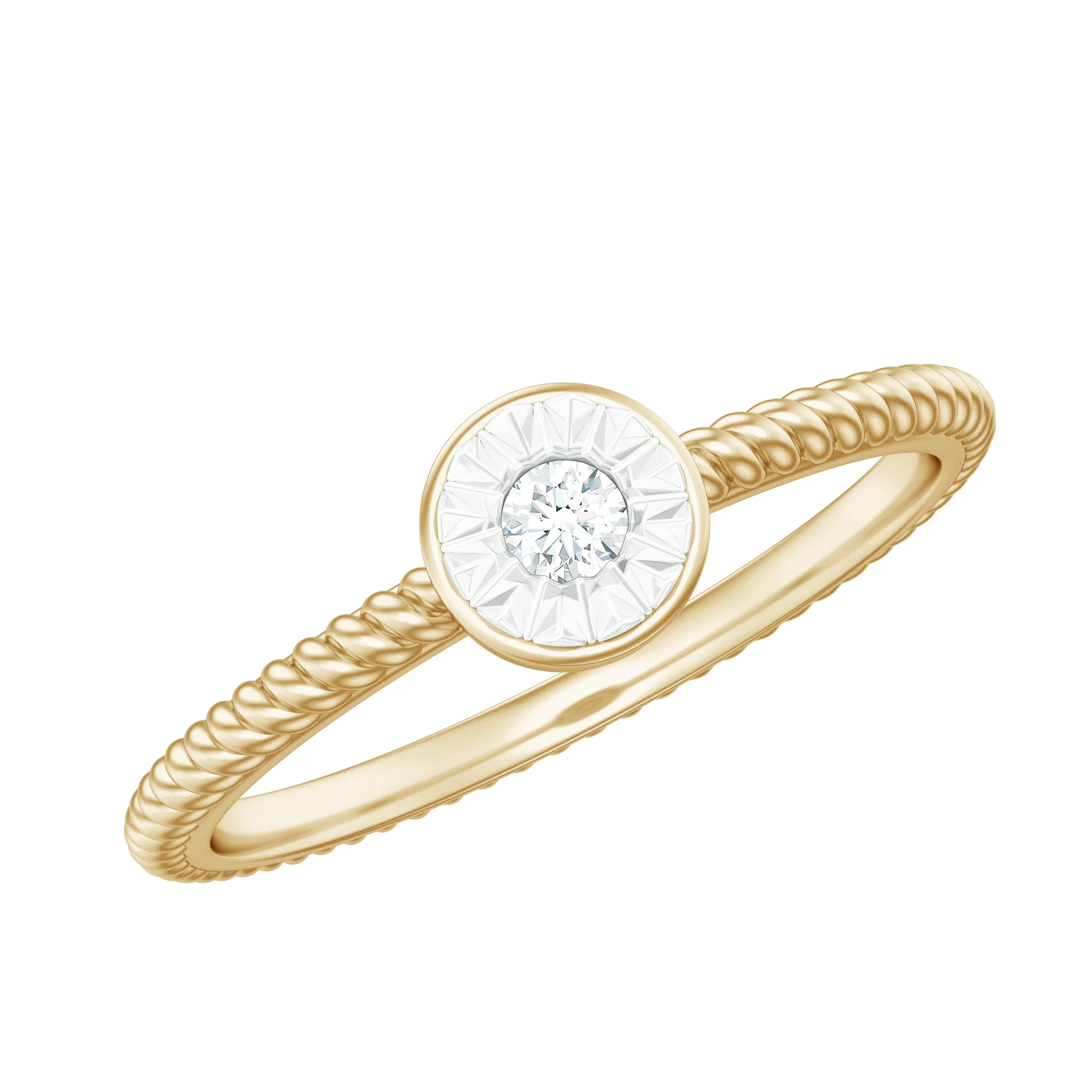 Illusion Set Round Diamond Solitaire Ring with Twisted Rope