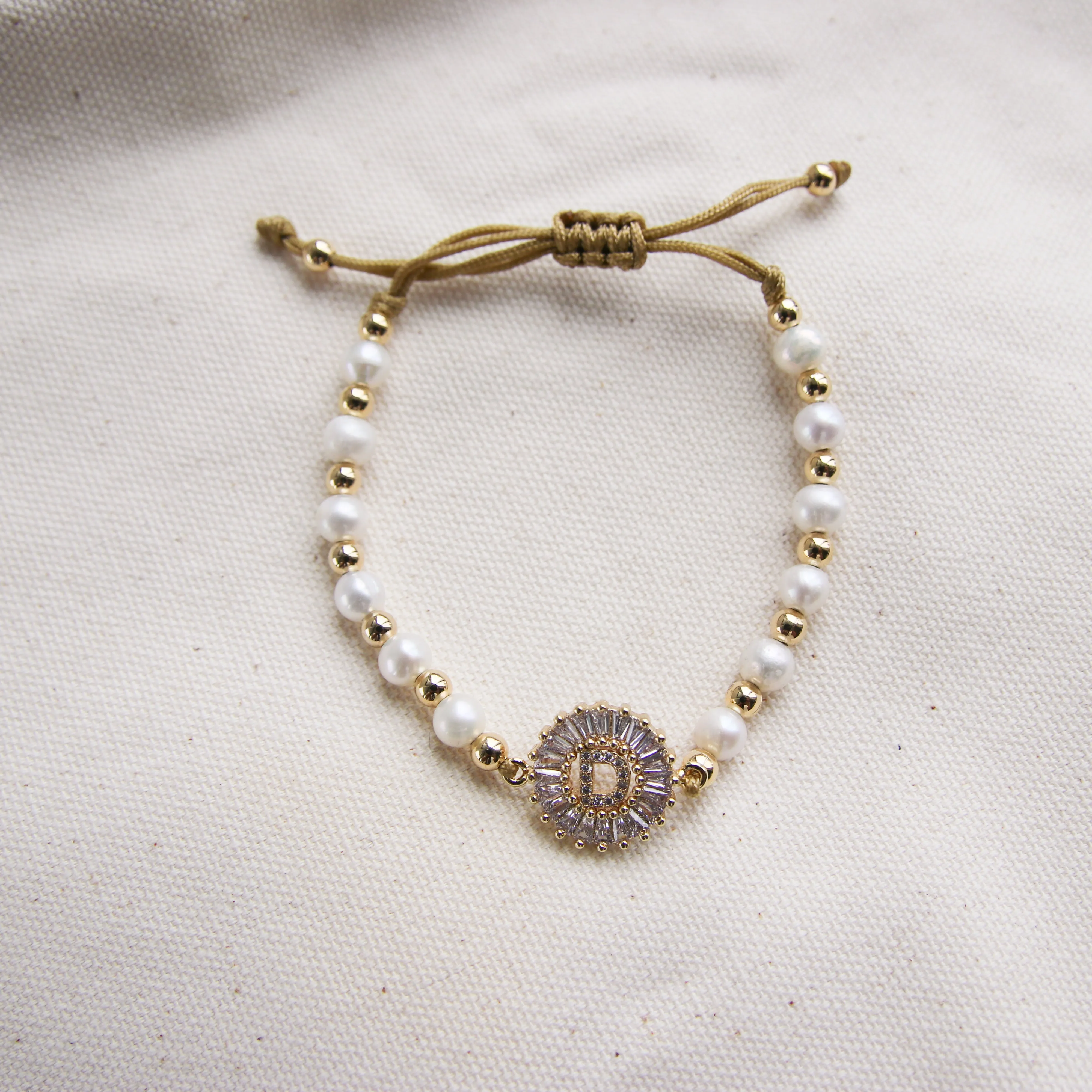 Initial Baguette Adjustable Bracelet