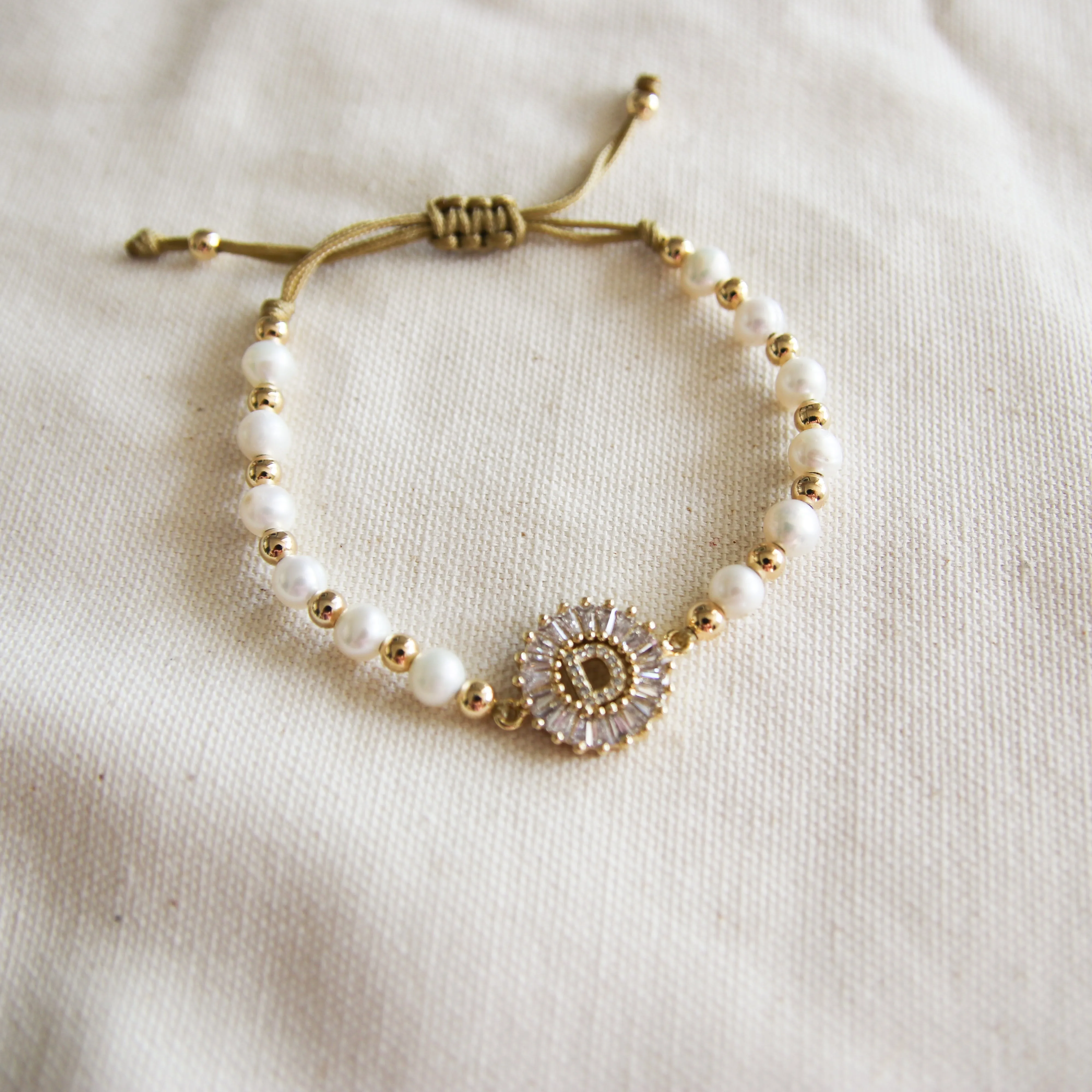 Initial Baguette Adjustable Bracelet