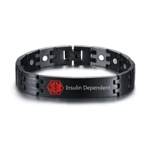 Insulin Dependent: Stainless Steel Linked Bracelet Medi-Alert 21cm