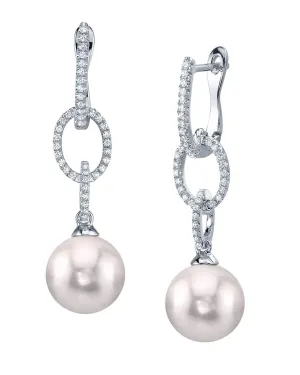 Japanese Akoya Pearl & Diamond Cosmopolitan Dangle Earrings