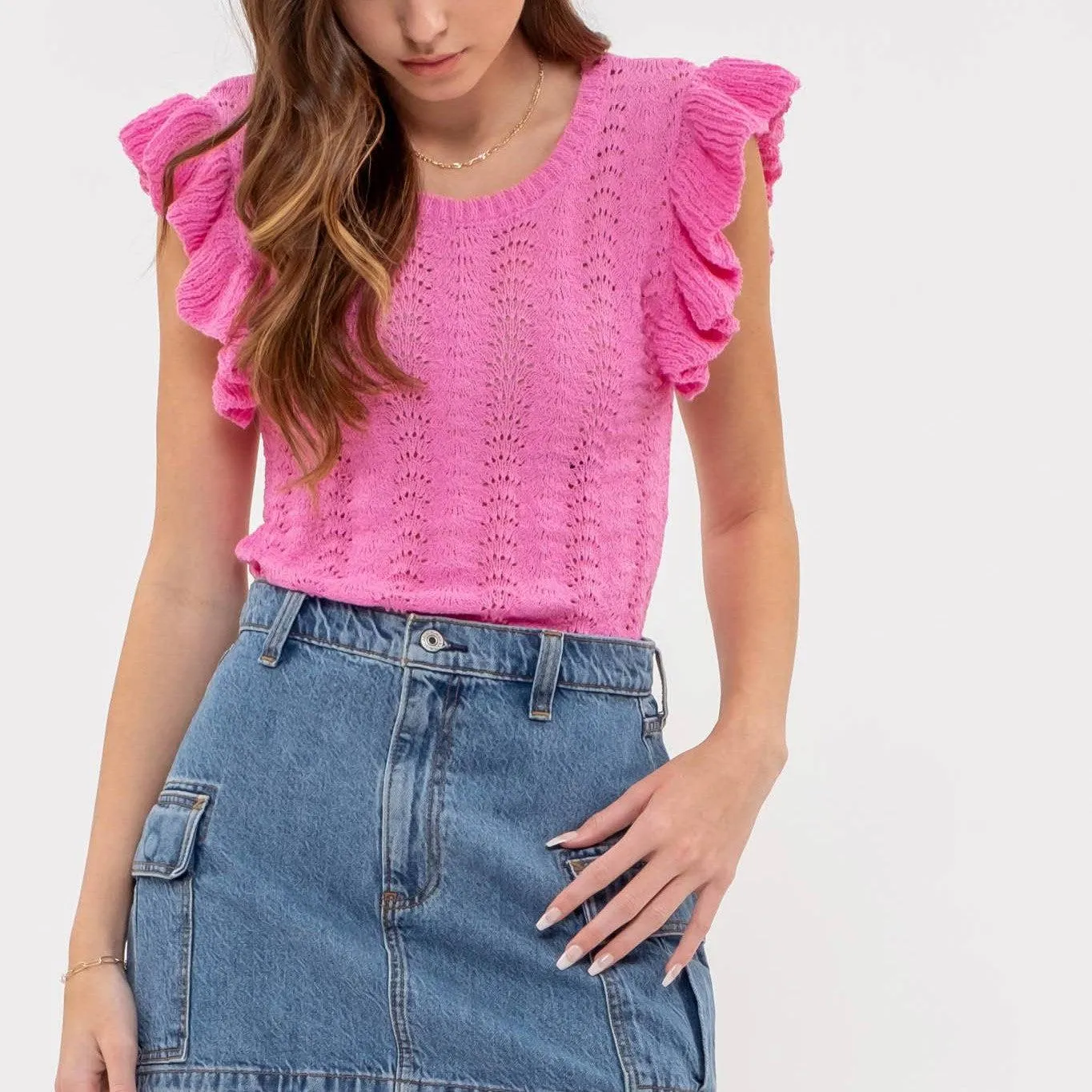 Katie Eyelet Sweater Top