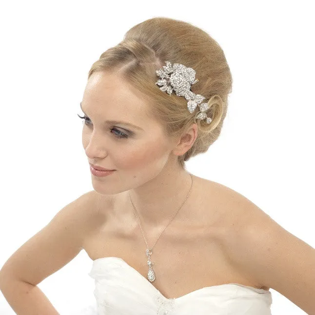 Katy Crystal Rose Hair Comb (Large)