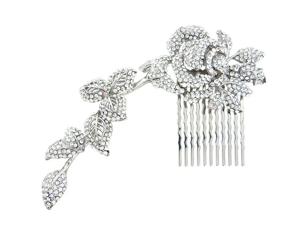 Katy Crystal Rose Hair Comb (Large)