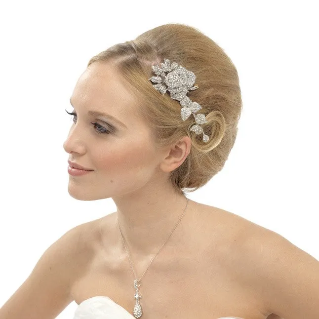 Katy Crystal Rose Hair Comb (Large)