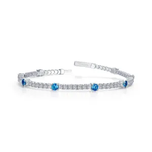 Lafonn Simulated Diamond Blue Topaz Station Flexible Tennis Bracelet B0196BTP68