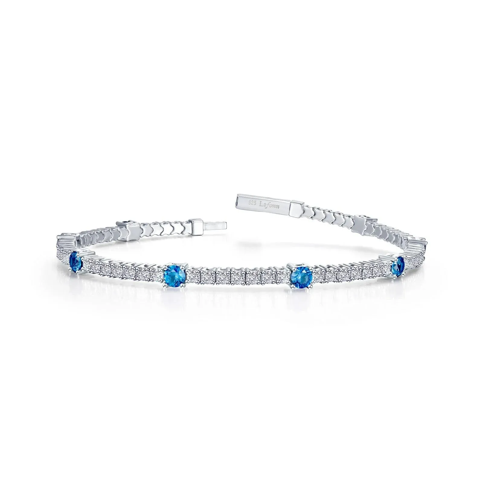 Lafonn Simulated Diamond Blue Topaz Station Flexible Tennis Bracelet B0196BTP68