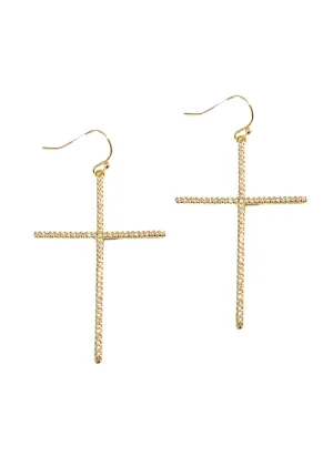 Large CZ Cross Earrings