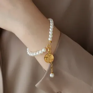 Light Luxury Golden Transfer Bead Blessing Bracelet