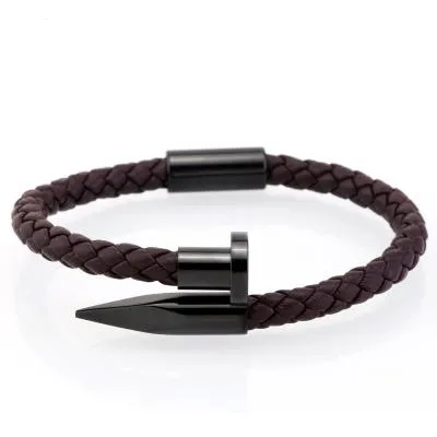 Luxury Braided Leather Nail Bracelet