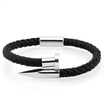 Luxury Braided Leather Nail Bracelet