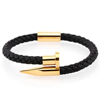 Luxury Braided Leather Nail Bracelet