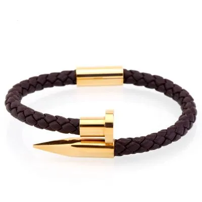 Luxury Braided Leather Nail Bracelet