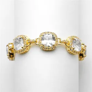 Magnificent Gold 6 1/2in. Popular Petite Length Cushion-Cut CZ Bracelet