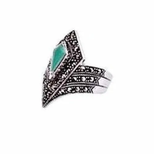 Marcasite & Turquoise Silver Ring SJR275