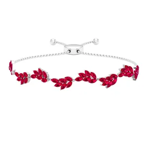 Marquise Lab Grown Ruby Leaf Bolo Bracelet