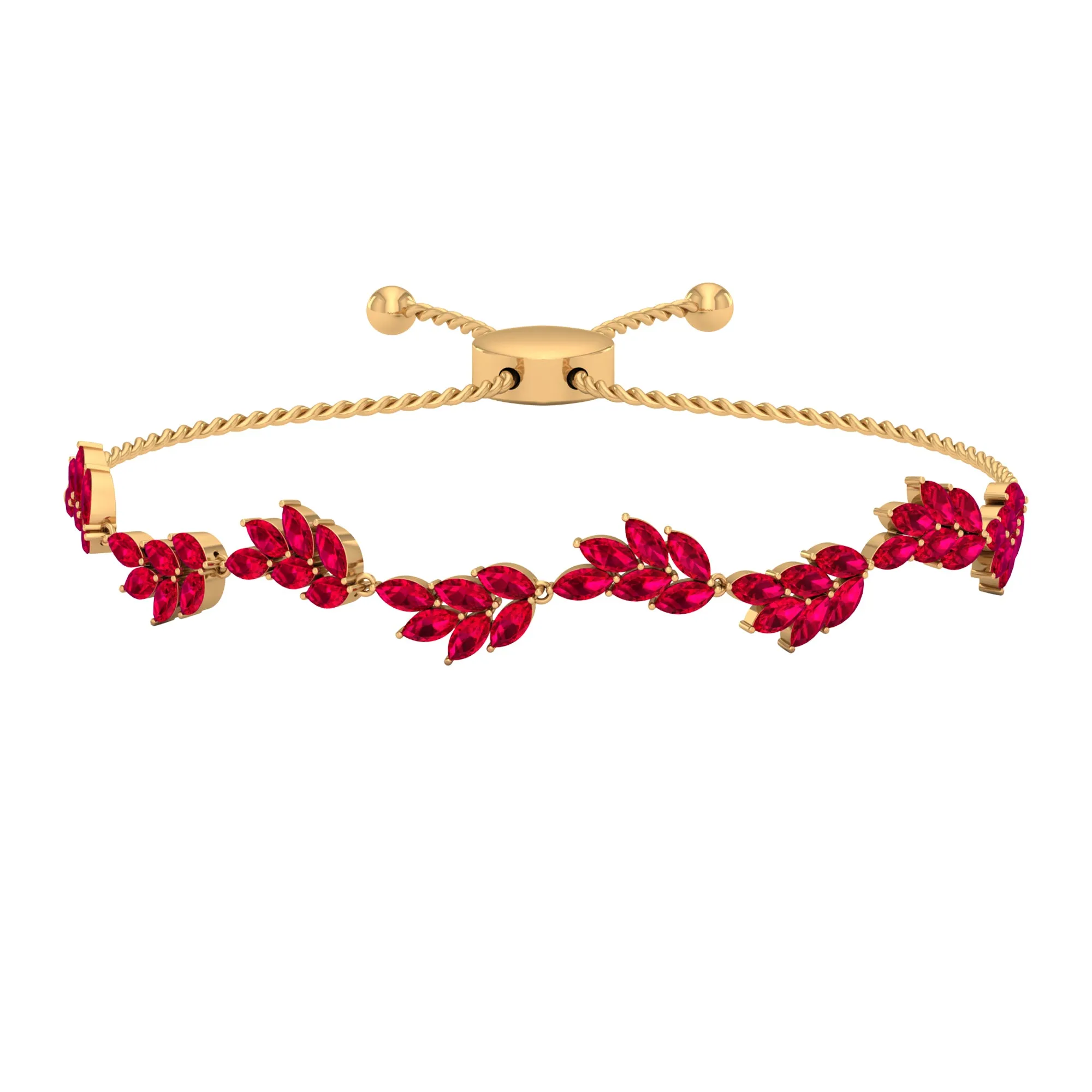 Marquise Lab Grown Ruby Leaf Bolo Bracelet