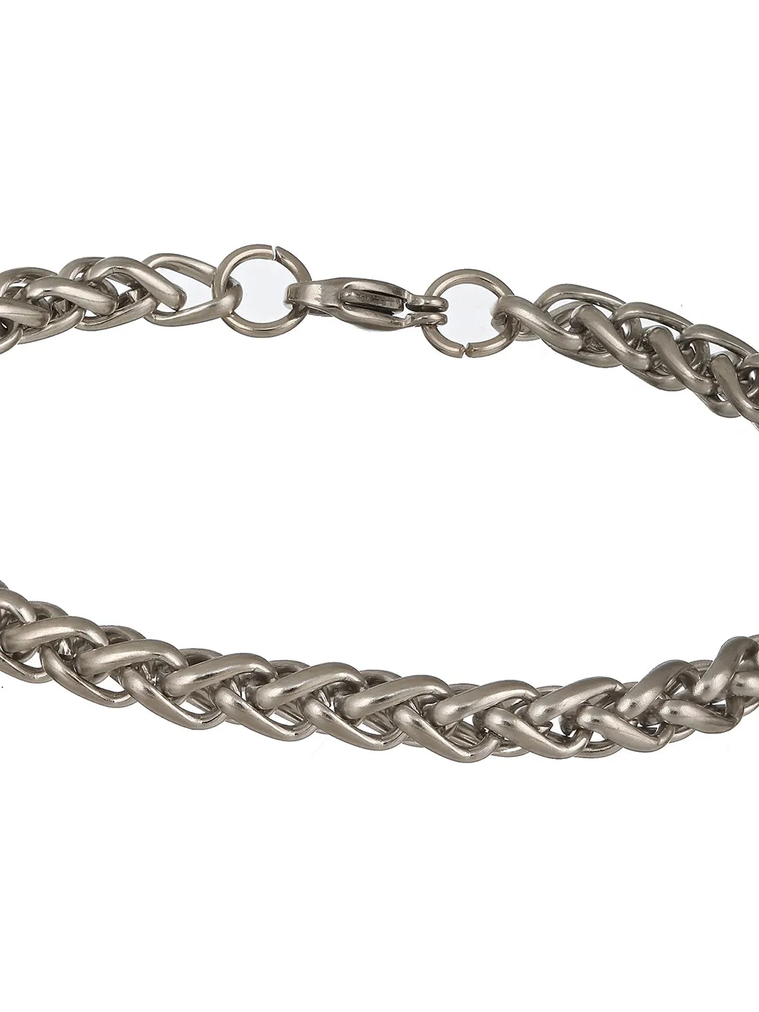 Men Silver Plated Curb Chain Stainless Steel Bracelet