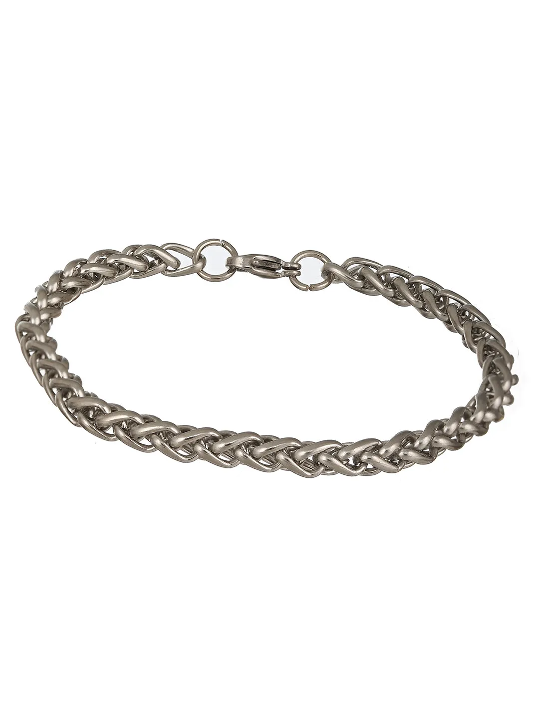 Men Silver Plated Curb Chain Stainless Steel Bracelet