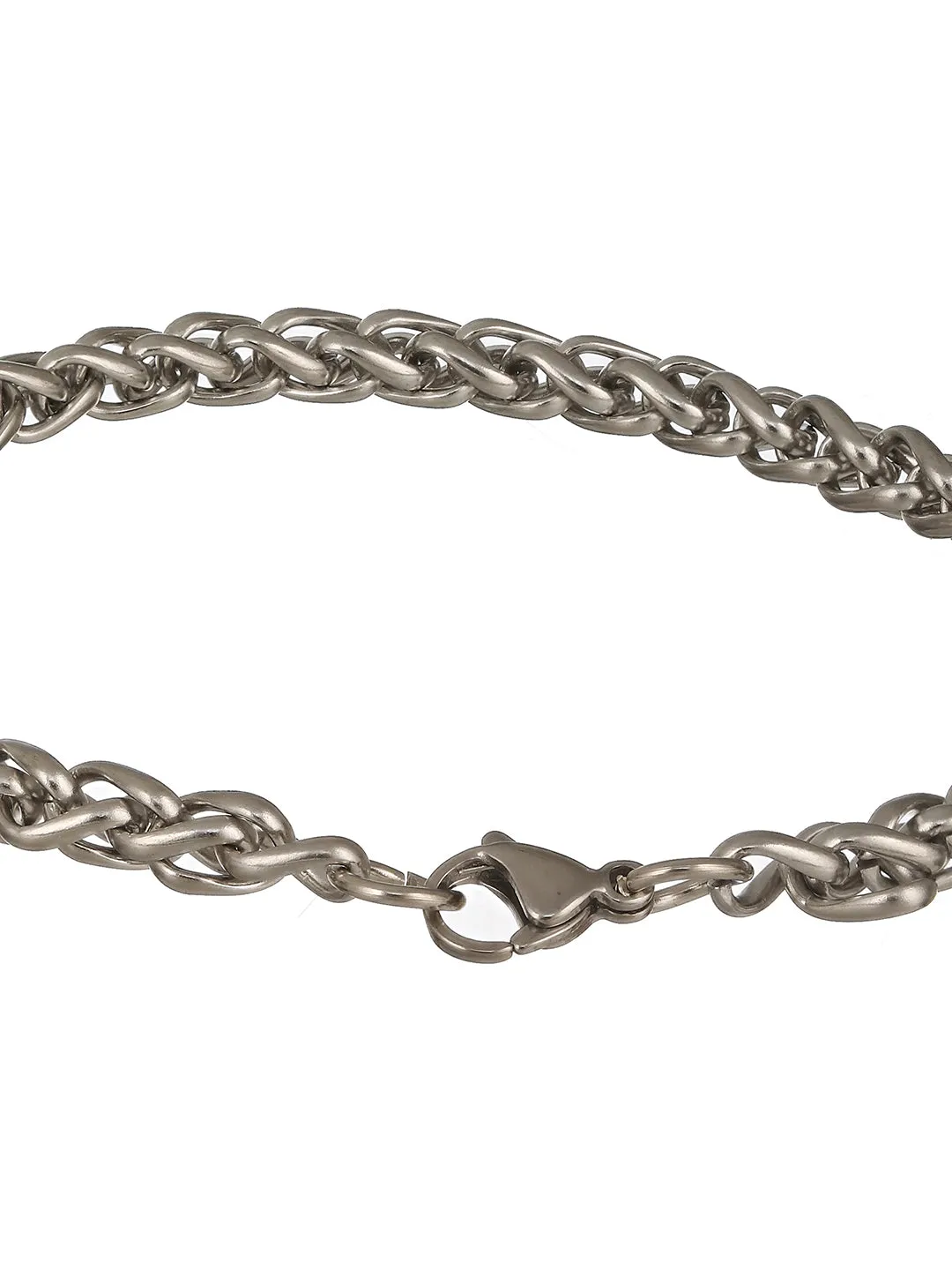 Men Silver Plated Curb Chain Stainless Steel Bracelet