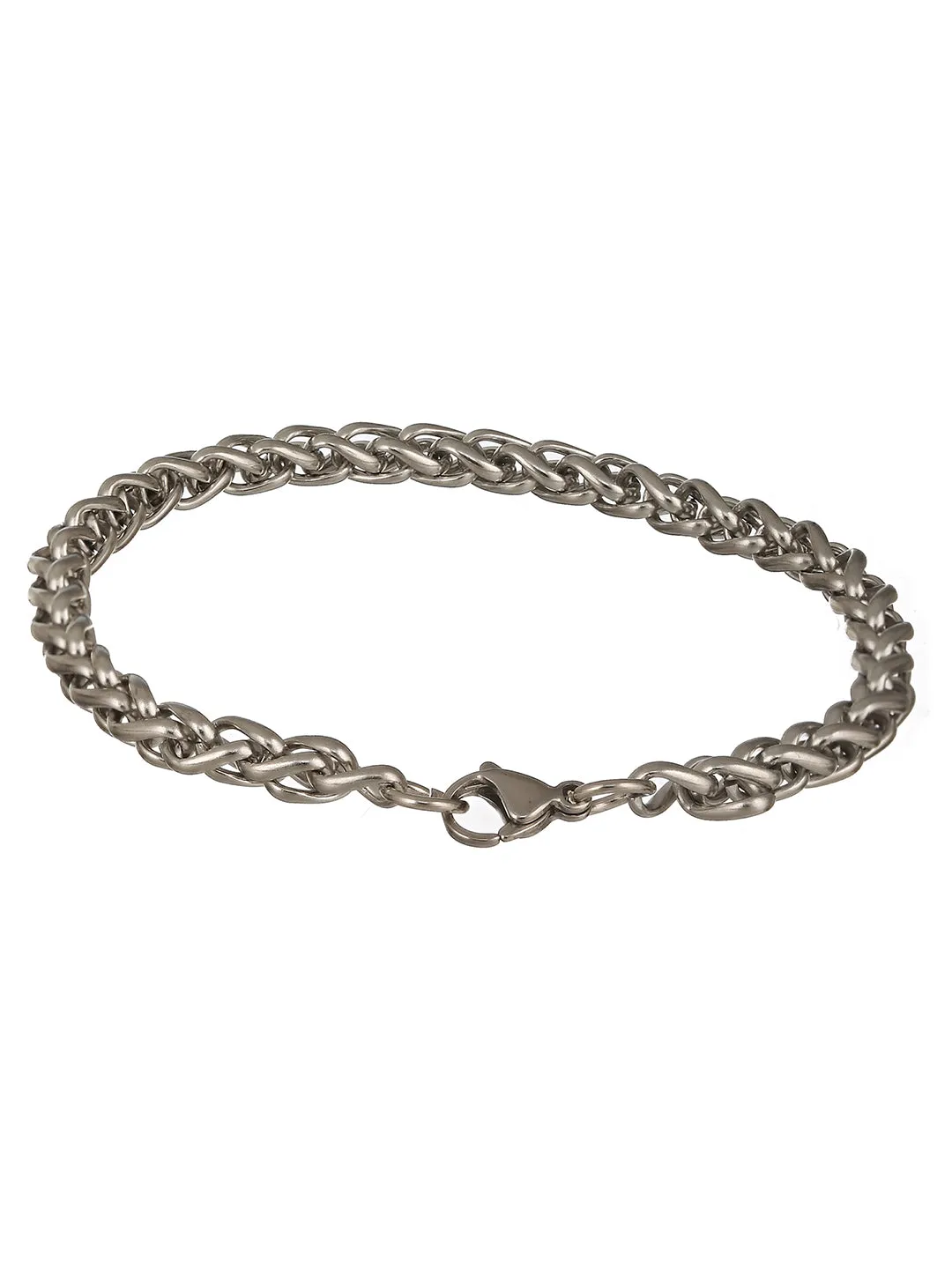 Men Silver Plated Curb Chain Stainless Steel Bracelet