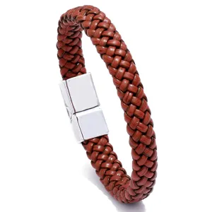 Men's Ethnic Style Retro Multi-layer Leather Woven Bracelet With Magnetic Buckle