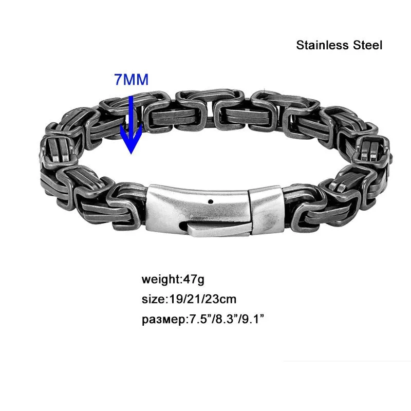 Men's Fashion Titanium Steel Retro Emperor Bracelet Square Buckle