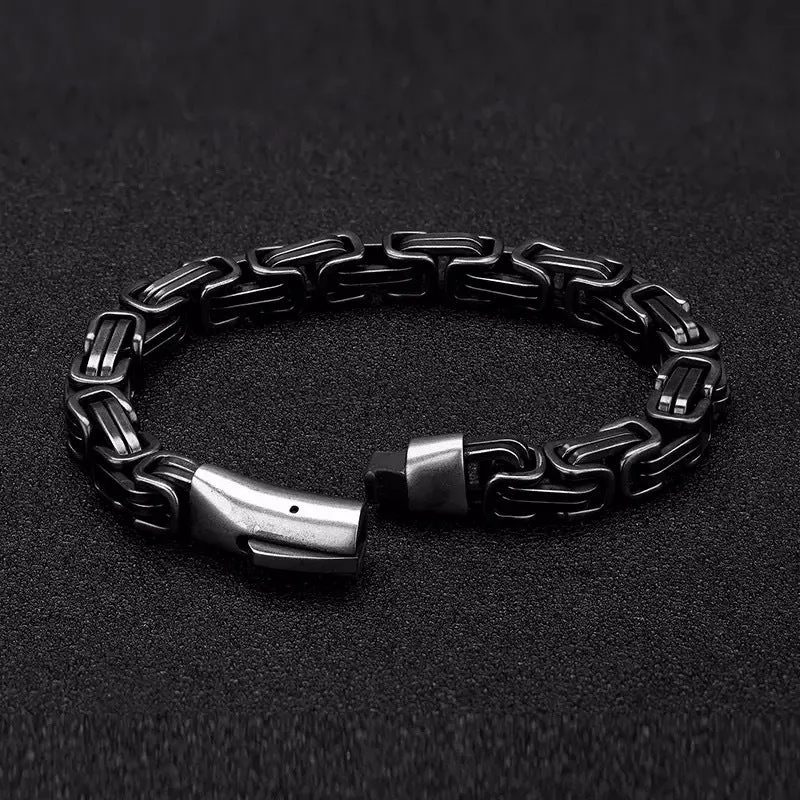 Men's Fashion Titanium Steel Retro Emperor Bracelet Square Buckle