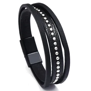 Men's Leather Bracelet Jewelry Simple Fashion Magnetic Buckle Imitation Leather Bracelet Bracelet