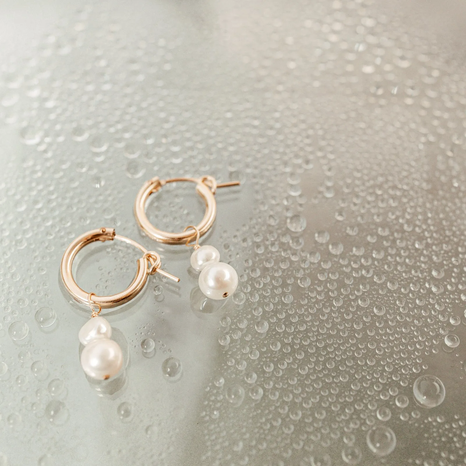 Meribella • Pearl Hoop Earrings