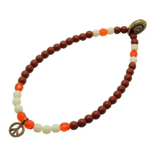 Mini Peace Symbol Charm Glass Bead Mix Bracelet